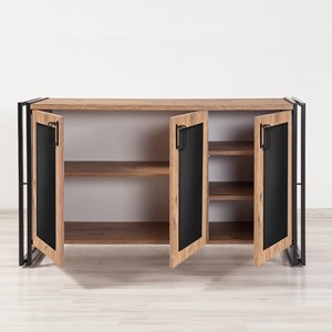 Freda buffet industriel avec étagères et portes