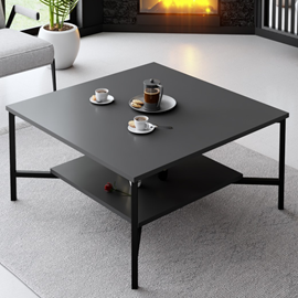 Tromso table basse industrielle carrée noire