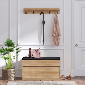 Larvik - meuble d'entrée avec porte-manteau mural et coffre de rangement