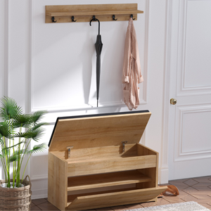 Larvik meuble d'entrée avec porte-manteau mural et coffre de rangement