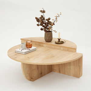 Carlow - table basse ronde modulable couleur chêne clair