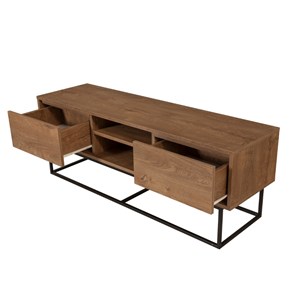 Haye meuble tv bois et noir avec rangements