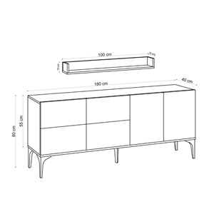 Assen ensemble buffet et étagère murale