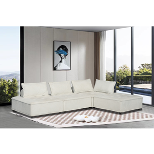 Stava - canapé d'angle modulable 4 places en velours texturé - blanc