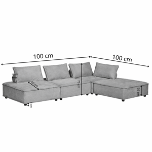 Stava canapé d'angle 4 places gris foncé