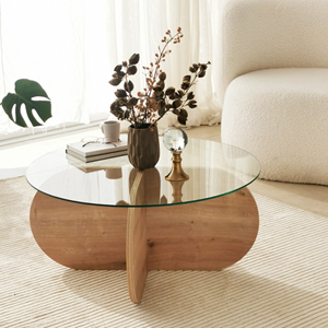 Ribe - table basse en bois et plateau en verre