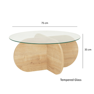 Ribe table basse en bois et plateau en verre