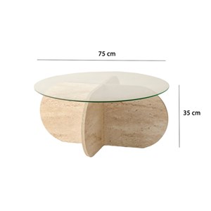 Ribe table basse en bois effet pierre et plateau en verre