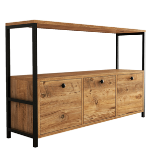 Dragor buffet 3 portes style industriel bois-noir