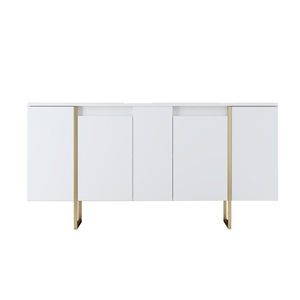 Luxor buffet design blanc et or 160 cm - 4 portes