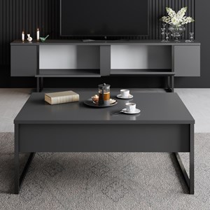 Luxor meuble tv anthracite et noir 2 portes 180cm