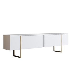 Luxor meuble tv blanc et doré 2 portes 180cm