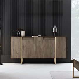 Luxor buffet design bois et or 160 cm - 4 portes