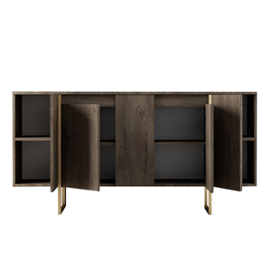 Luxor buffet design bois et or 160 cm - 4 portes