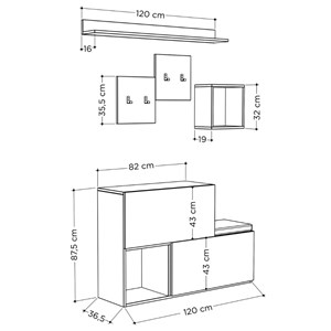 Inga meuble d'entrée blanc avec rangements et porte-manteaux