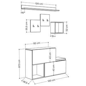 Inga meuble d'entrée blanc avec rangements et porte-manteaux