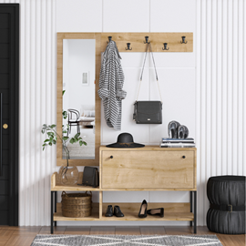 Dragor meuble d'entrée avec porte-manteau et rangement à chaussures