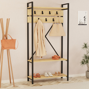 Lubin meuble d'entrée style industriel avec étagères et porte-manteaux