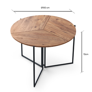 Bronie table de salle à manger pliable couleur bois