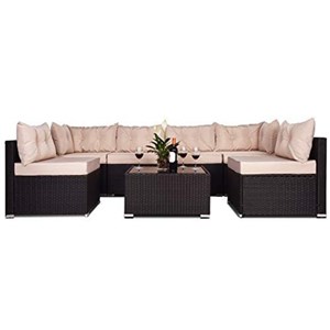 Nacula salon de jardin modulable 6 places en résine tressée - noir