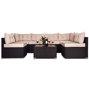 Nacula salon de jardin modulable 6 places en résine tressée - noir