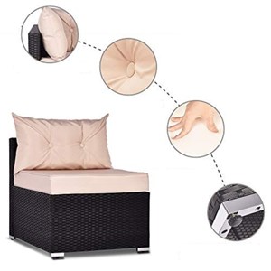 Nacula salon de jardin modulable 6 places en résine tressée - noir