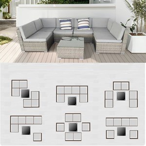 Aldabra salon de jardin modulable 6 places en résine tressée - gris et gris
