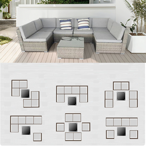 Aldabra salon de jardin modulable 6 places en résine tressée - gris et gris