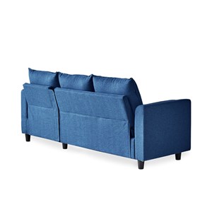 Coventry canapé 3 places en velours avec pouf bleu