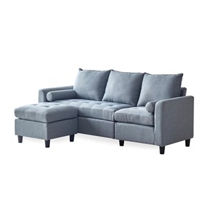 Coventry canapé 3 places en tissu avec pouf gris clair