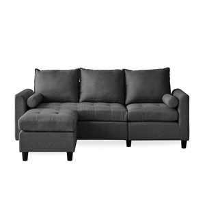 Coventry canapé 3 places en tissu avec pouf gris foncé