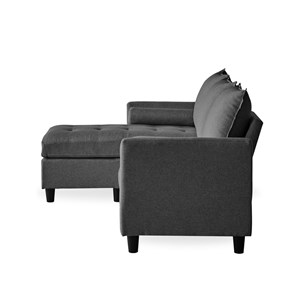 Coventry canapé 3 places en tissu avec pouf gris foncé