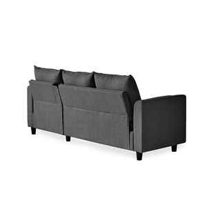 Coventry canapé 3 places en tissu avec pouf gris foncé