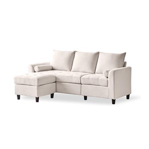 Coventry canapé 3 places en tissu avec pouf beige