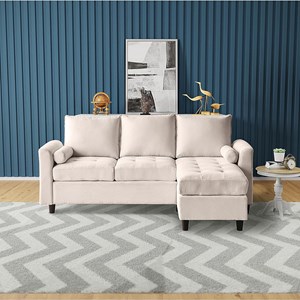 Coventry canapé 3 places en tissu avec pouf beige