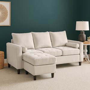 Coventry canapé 3 places en tissu avec pouf beige