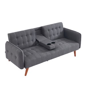 Inverness canapé 3 places convertible avec tablette centrale rabattable gris