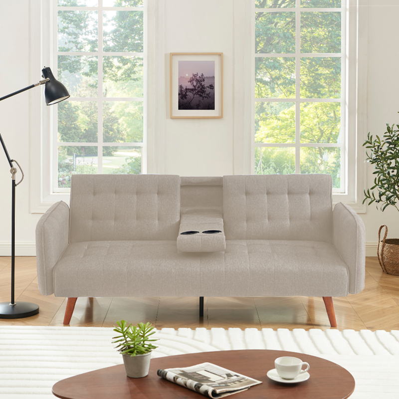 Inverness canapé 3 places convertible avec tablette centrale rabattable beige