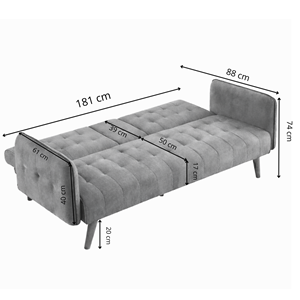 Inverness canapé 3 places convertible avec tablette centrale rabattable beige