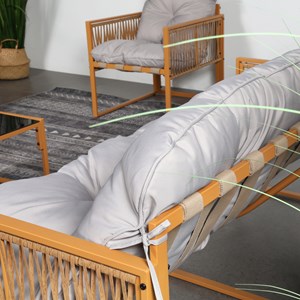 Turini salon de jardin 8 places effet rotin coussins gris clair