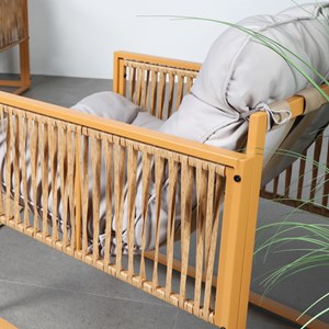 Turini salon de jardin 4 places effet rotin coussins gris clair