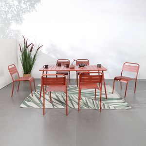 Bergame table salon de jardin repas 6 places 160x70cm terracotta