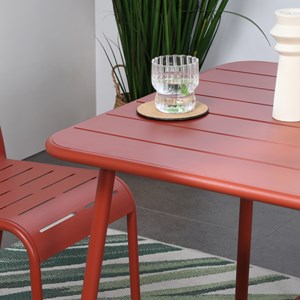 Bergame table salon de jardin repas 4 places 70x70cm terracotta