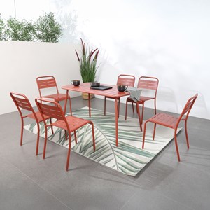 Bergame lot de 6 chaises salon de jardin repas terracotta