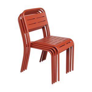 Bergame lot de 6 chaises salon de jardin repas terracotta