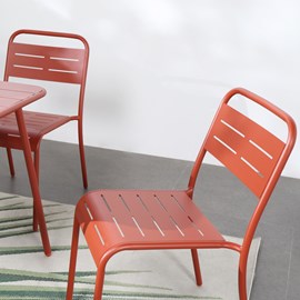 Bergame lot de 4 chaises salon de jardin repas terracotta