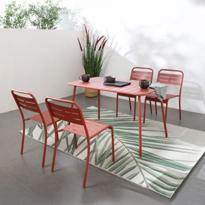 Bergame lot de 4 chaises salon de jardin repas terracotta