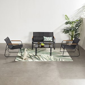 Aurora - salon de jardin 4 places en toile de polyester noir