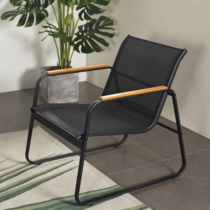 Aurora salon de jardin 4 places en toile de polyester noir