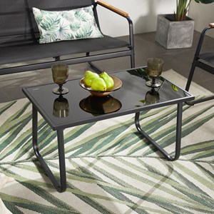 Aurora salon de jardin 4 places en toile de polyester noir